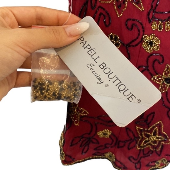 Papell Boutique Silk Beaded Short Sleeve Blouse - Picture 6 of 7